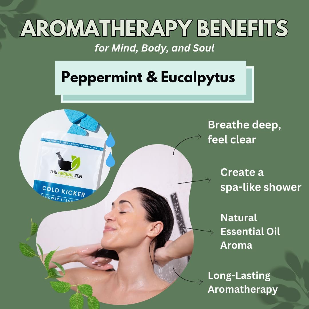 Cold Kicker Shower Steamers Aromatherapy, Eucalyptus Shower Steamer, Shower Bombs Made in The USA, Menthol Shower Steamer, Self Care Gifts, Christmas Gifts, Shower Steamers for Women and Men