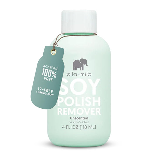 ella+mila Soy Nail Polish Remover Non-Acetone Nail Polish Remover - Non-Toxic Fingernail Polish Remover - For Natural Nail Polishes - Unscented & Enriched With Vitamins A, C & E(4 fl oz) Teal