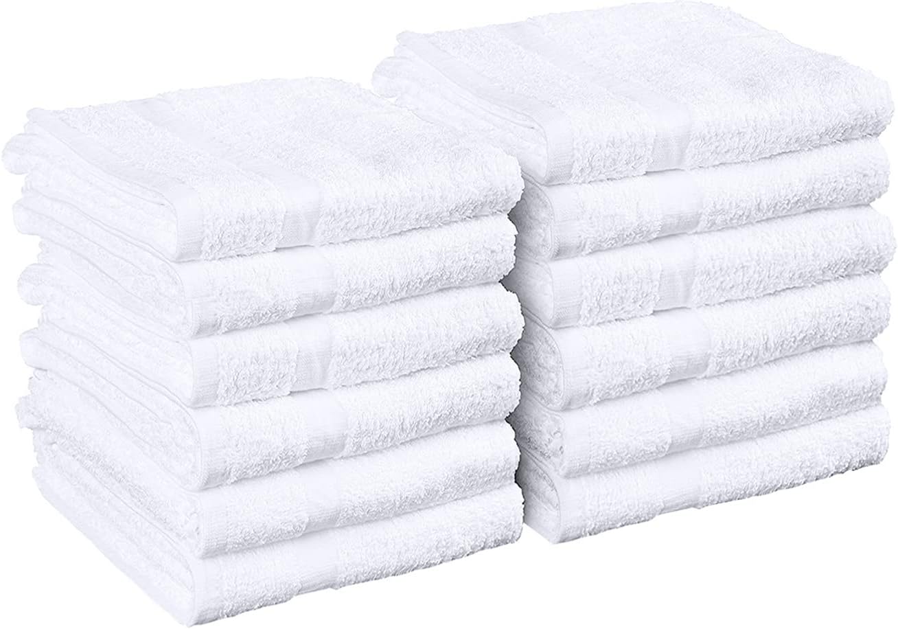 Utopia Towels, Salon Towel, Pack of 12, 16 by 27 Inches, Highly Absorbent Cotton Towels for Hand, Gym, Beauty, Spa, and Home Hair Care, White
