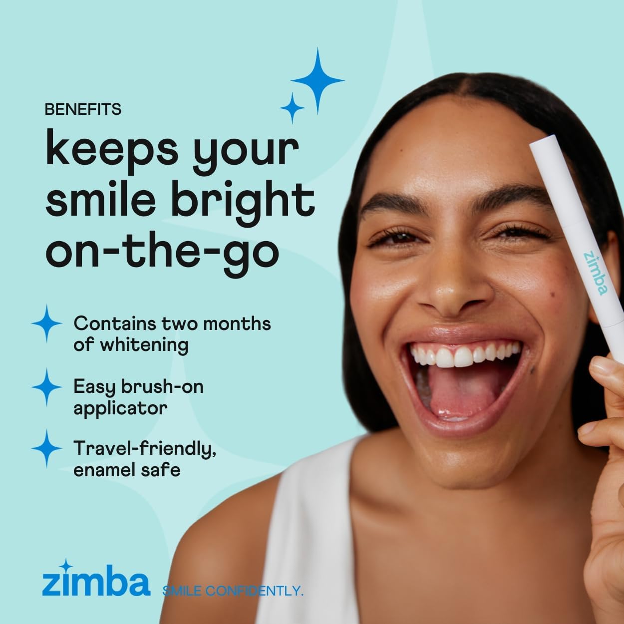 Zimba Travel Teeth Whitening Pen - Effective, Travel-Friendly, and Easy to Use Gel Whitening Pen - Stain Remover and Teeth Whitener for Coffee, Wine, Soda, and Other Stains (1 Pack)