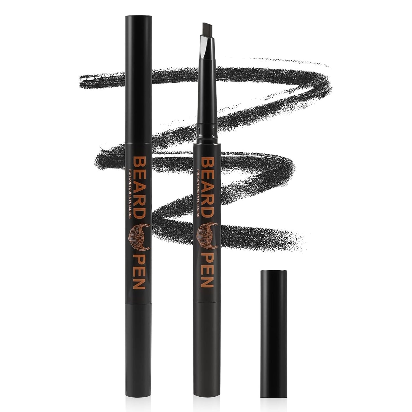 2pc Dual-Ended Beard Pencils: Spiral Brush & Wax for Precise Styling, Shaping - Natural Look for Beard, Mustache & Brows