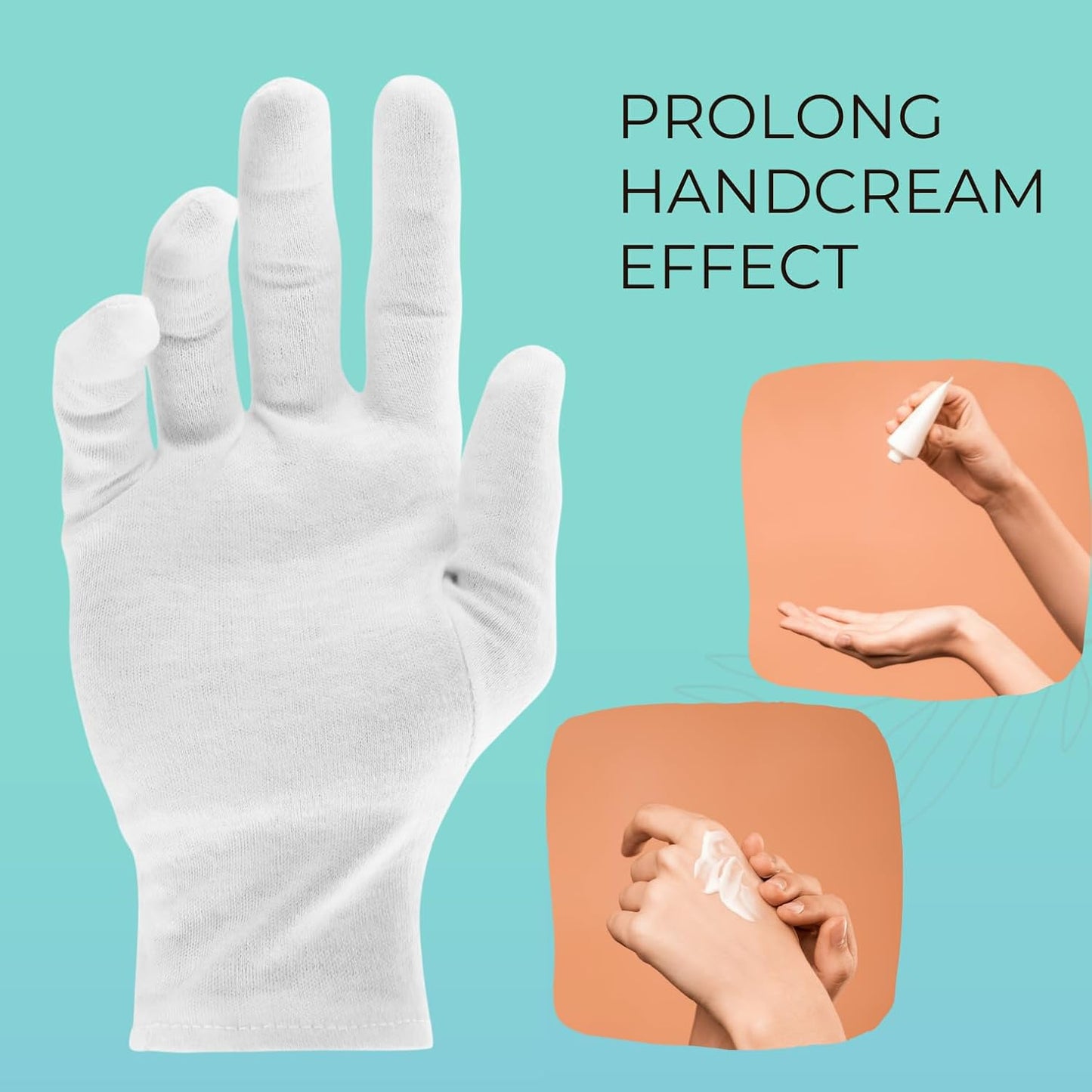 2 Pairs Cotton Gloves, White Gloves for Dry Hands, Cotton Gloves for Sleeping, Moisturizing Night Gloves, White Gloves 100% Cotton, Size M (2 Pairs)