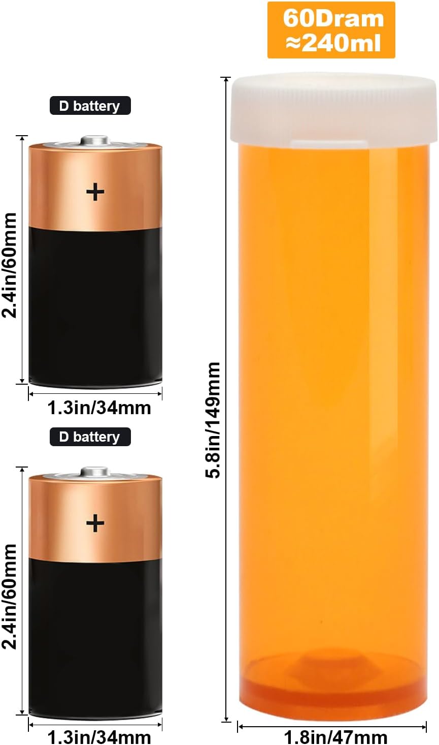 Empty Plastic Pill Bottles with Easy Open Caps (Not Child Resistant), Prescription Medication Vials, Clear Containers Pill Cases Dispenser Organizers (12pcs) (60 Dram)