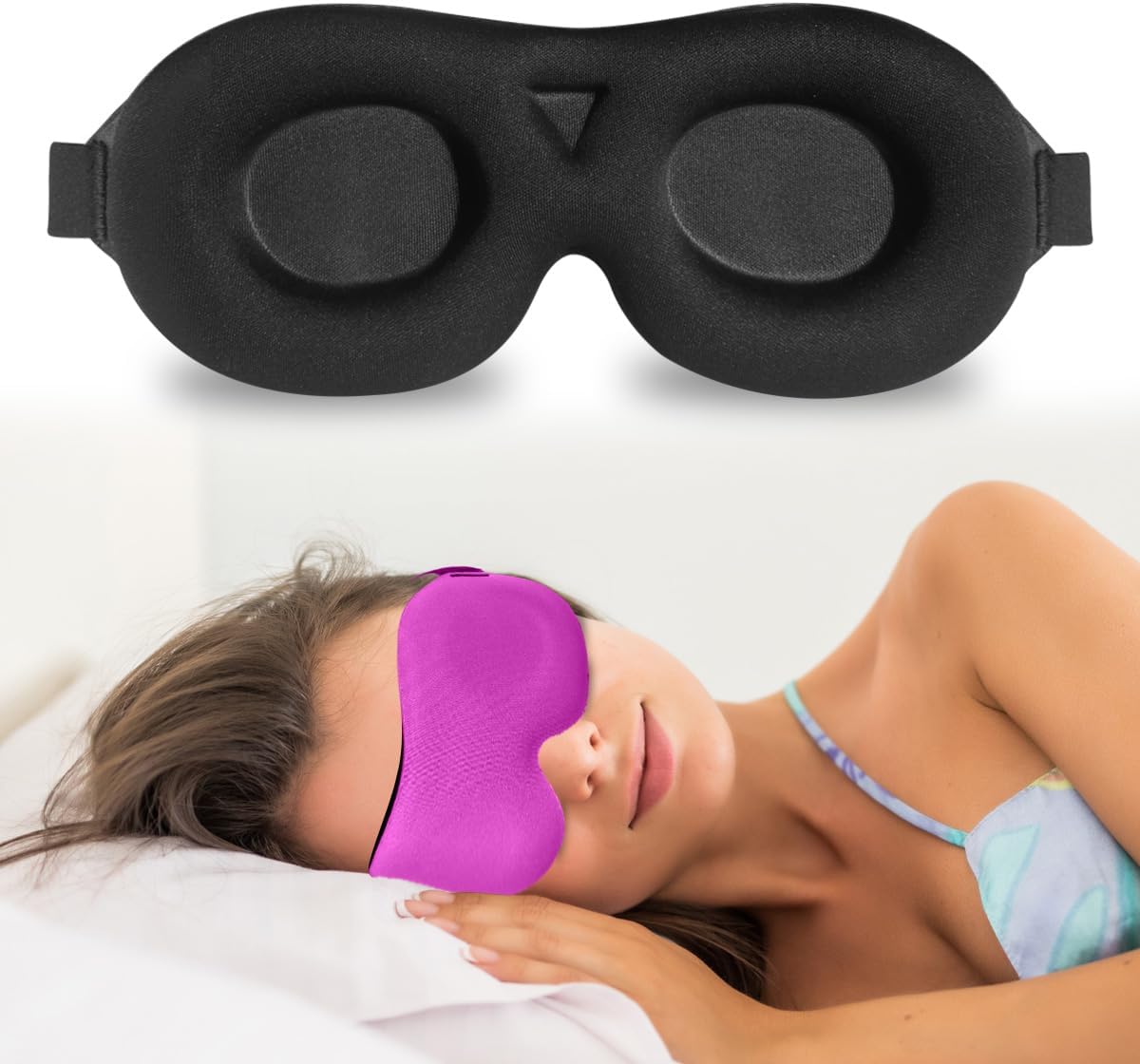 3D Sleep Mask for Side Sleepers – 100% Light Blocking Eye Mask for Sleeping, Zero Eye Pressure, Soft Breathable Memory Foam, Adjustable Strap for Travel, Men & Women (Pink)