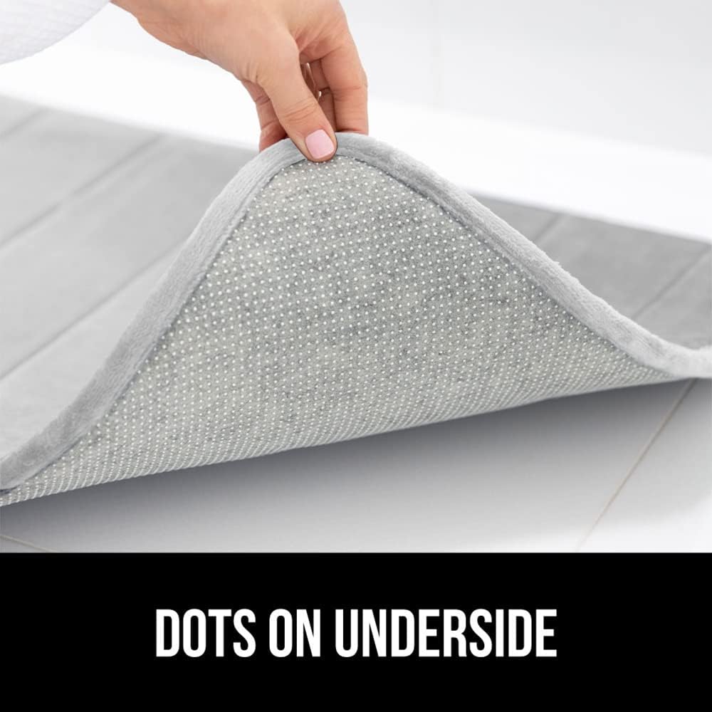 GORILLA GRIP Memory Foam Bath Mat, Soft Absorbent US Designed Bathroom Rug, Gripping Dots Machine Washable Bathmat, Cushioned Floor Mats, Shower Sink Rugs Room Décor Accessories, 60x24 Light Gray