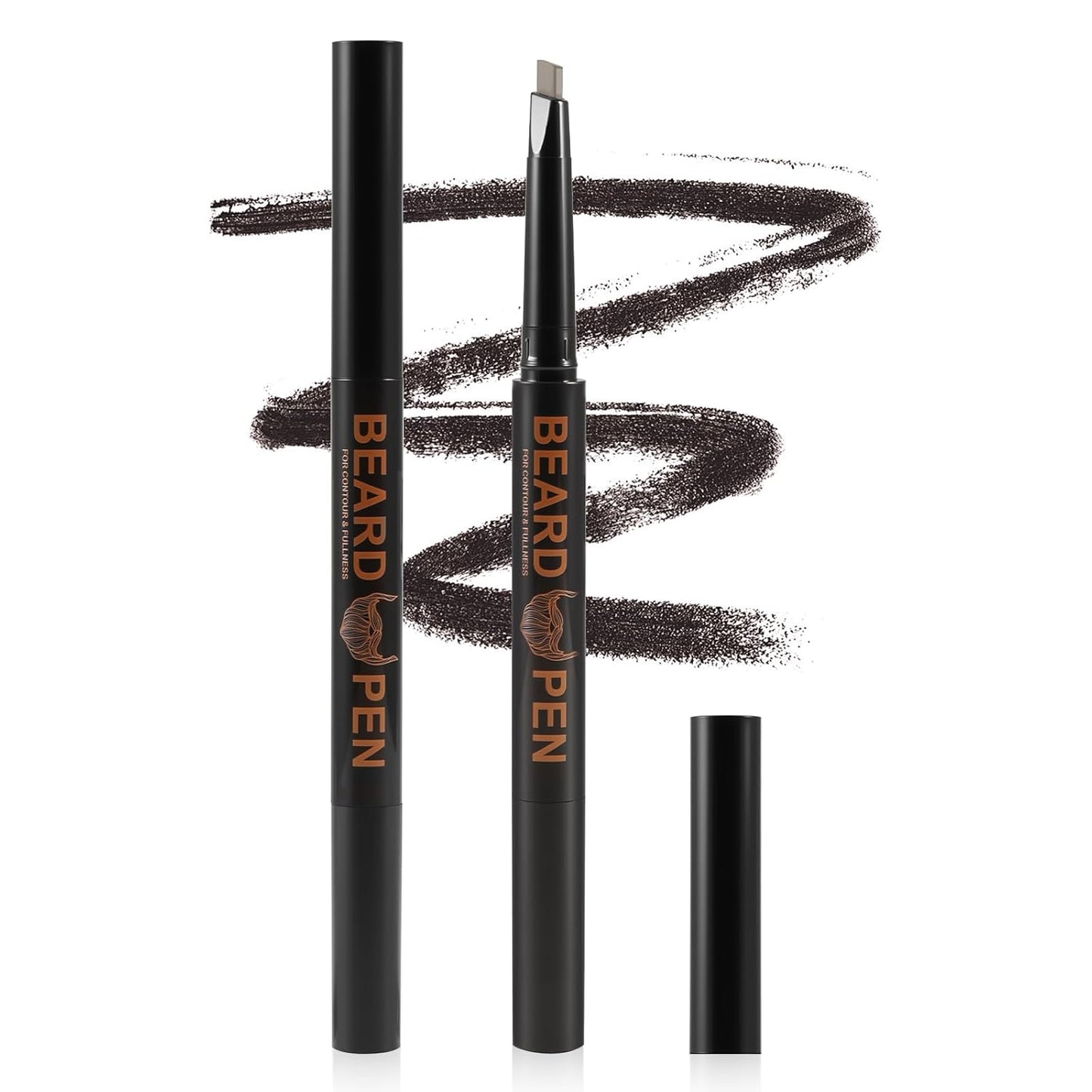 2pc Dual-Ended Beard Pencils: Spiral Brush & Wax for Precise Styling, Shaping - Natural Look for Beard, Mustache & Brows