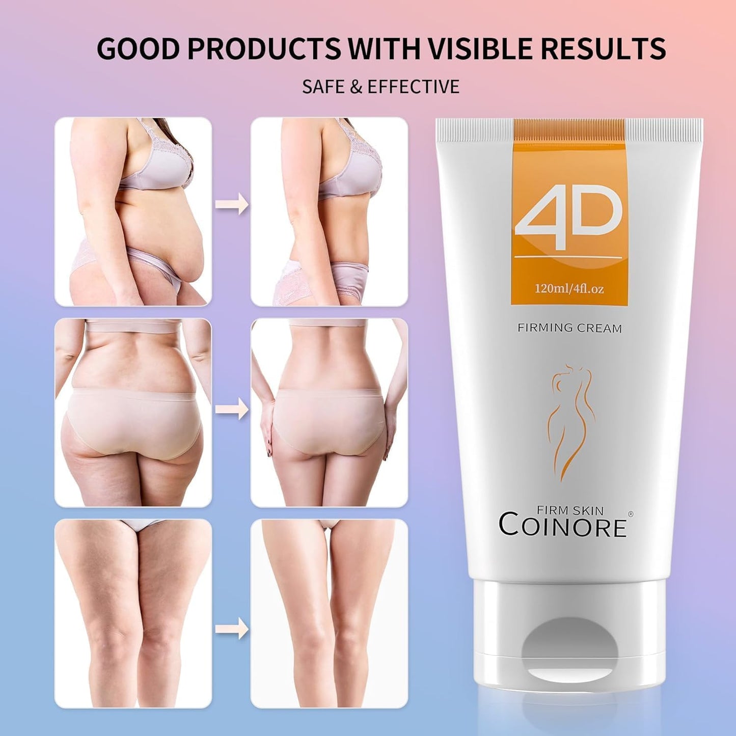 B Flat Belly Firming Cream - Fast Absorbing Moisturizer Firming, Tightening Cream for Belly, Thigh & Buttocks for Women & Men, 4.0 Fl Oz