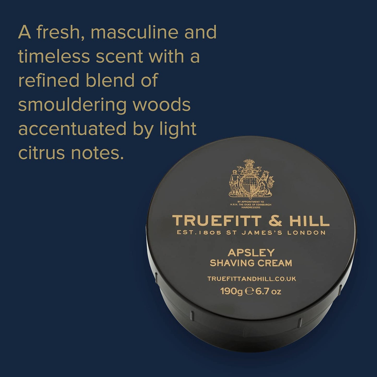 Truefitt & Hill Shaving Cream Bowl - Apsley - Premium Glycerin-Based Lather, Smooth Glide, and Hydration for a Luxurious Shave - 6.7 oz.