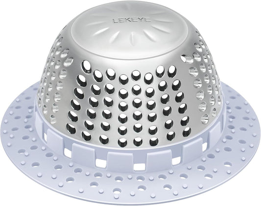 LEKEYE Shower Drain Hair Catcher/Bathtub Drain Cover/Drain Protector for Pop-Up & Regular Drains(Light Blue)