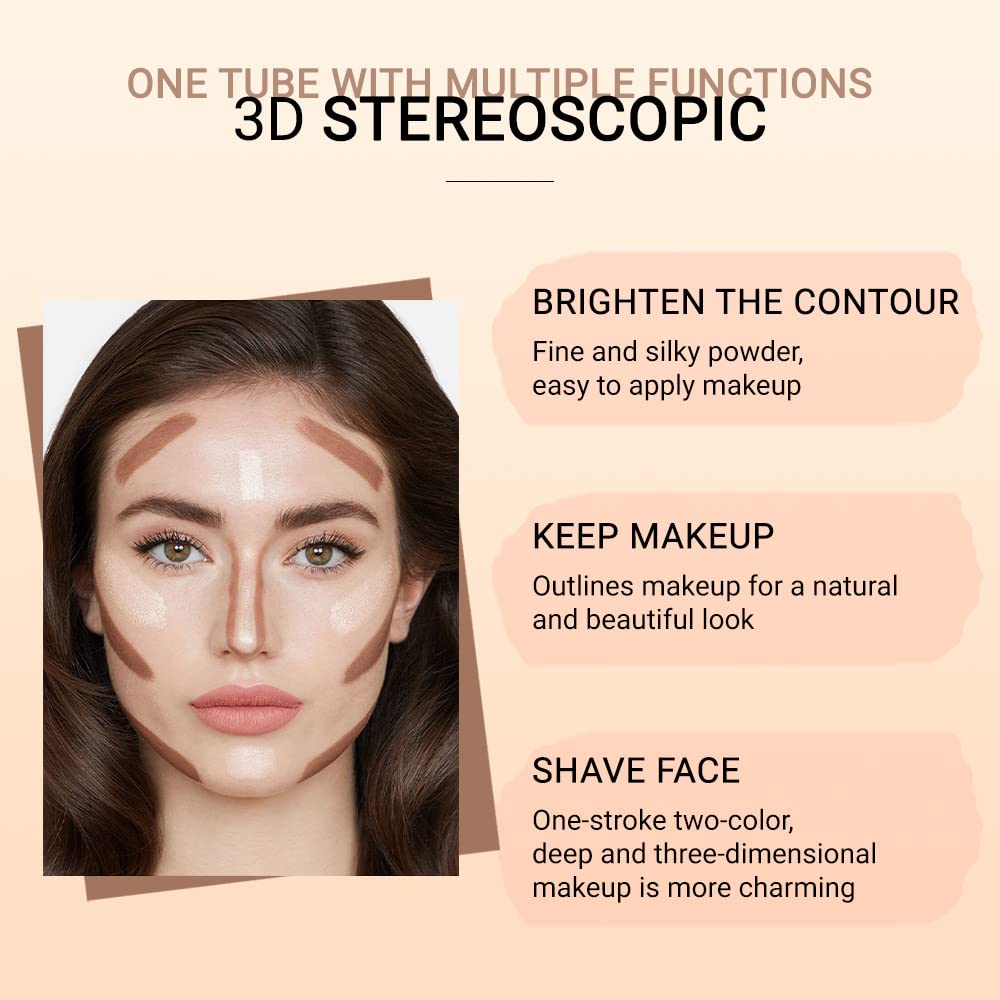 evpct 2In1 Cream Contour Stick Contouring Concealer Sticks Makeup Face Cream Kit for Beginners Creamy Contour and Highlight Stick contorno base de maquillaje para mujer en oferta Lotus & Light Brown