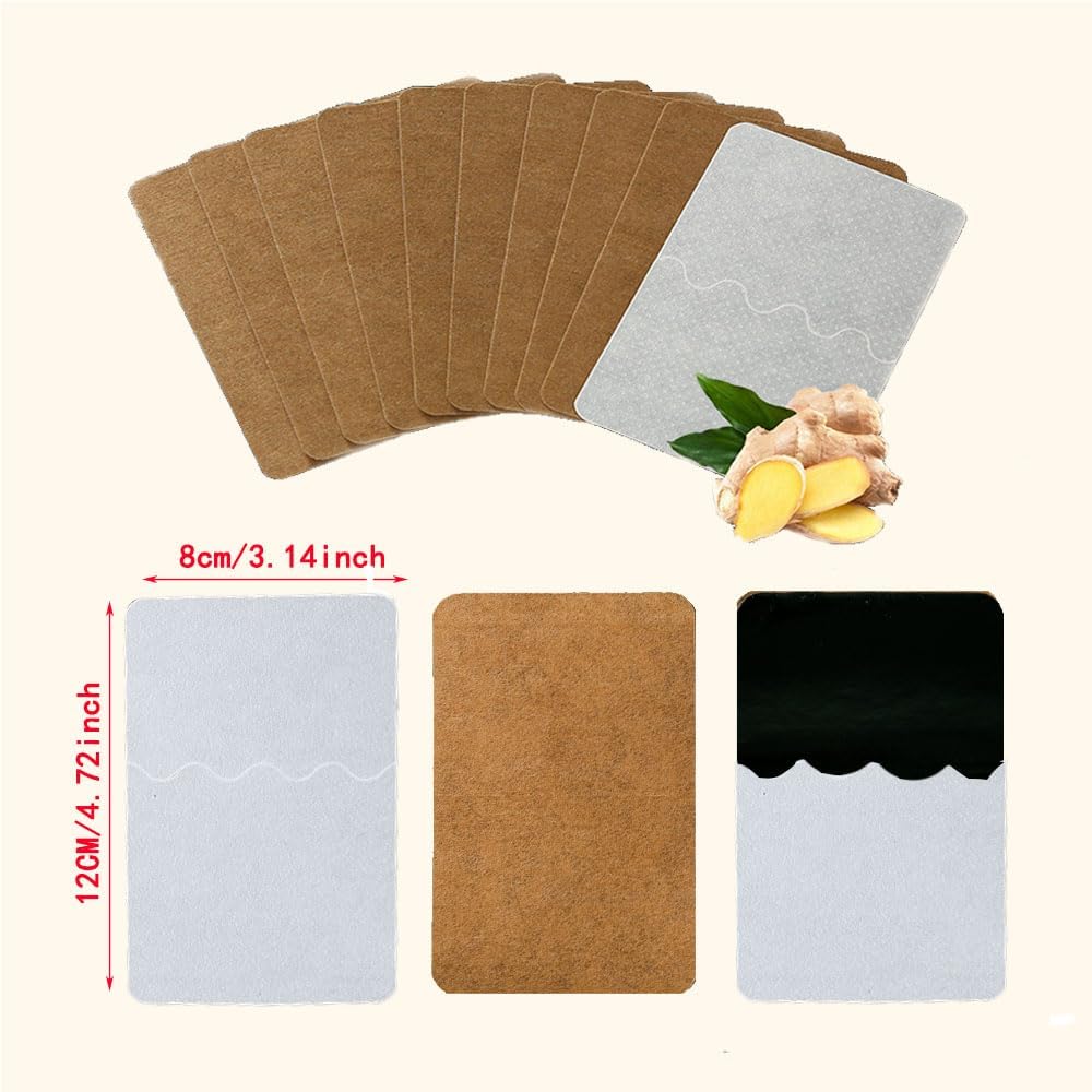 50 Count Ginger Self-Heating Patches | Long-Lasting Comfort for Back, Neck, Shoulders, Knees & Joints | 8-Hour Herbal Warming Pads (12x8cm)