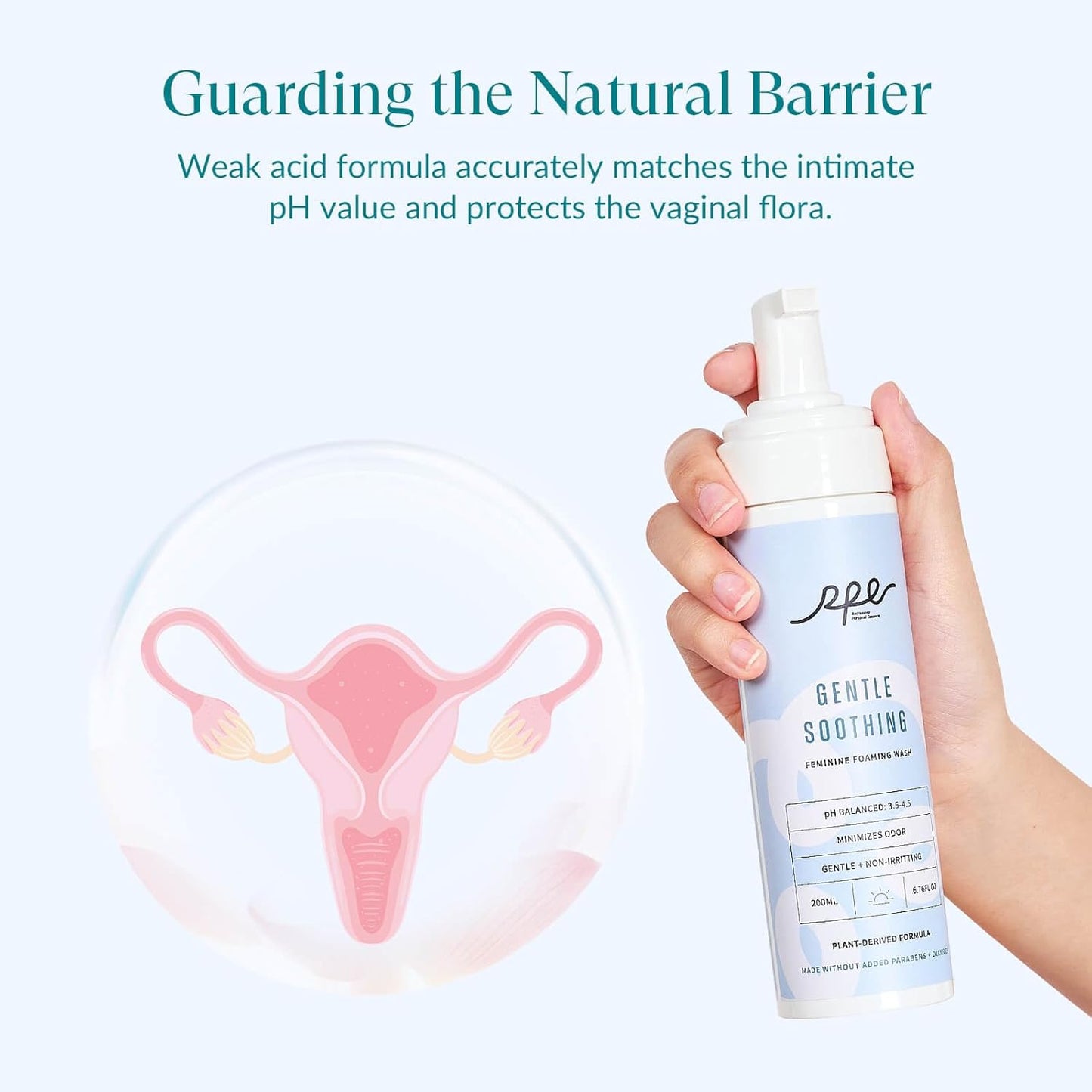 Gentle Soothing Feminine Wash for Women, Vaginal Reduces Odor Body Wash, Ph Balance Plant-Based Cleanser for Sensitive Skin - Paraben & Dioxide Free, Unscented, 6.76 Fl.Oz, Pack of 4