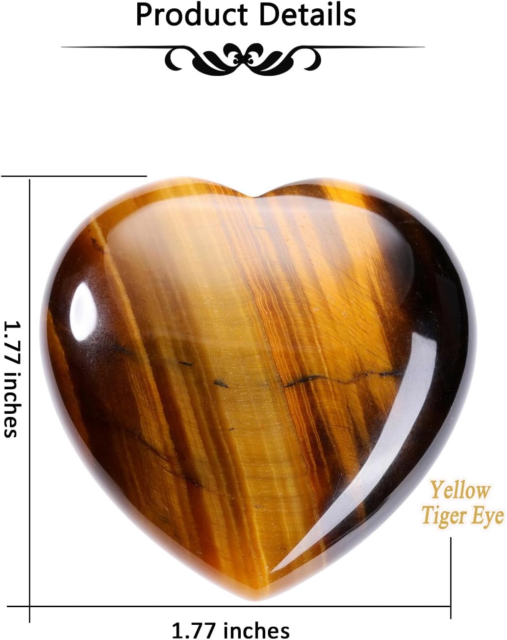 Jovivi 45mm Big Tiger Eye Crystal Heart Healing Crystals Heart Stones Polished Pocket Love Gemstones Chakra Reiki Energy Balancing Meditation Massage Gift