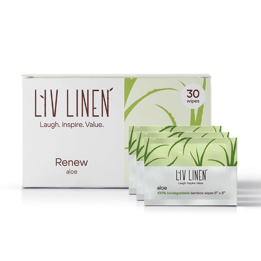 Bamboo Deodorant Wipes - 30 count - Individually Packaged - Aromatherapy Scent (Aloe)