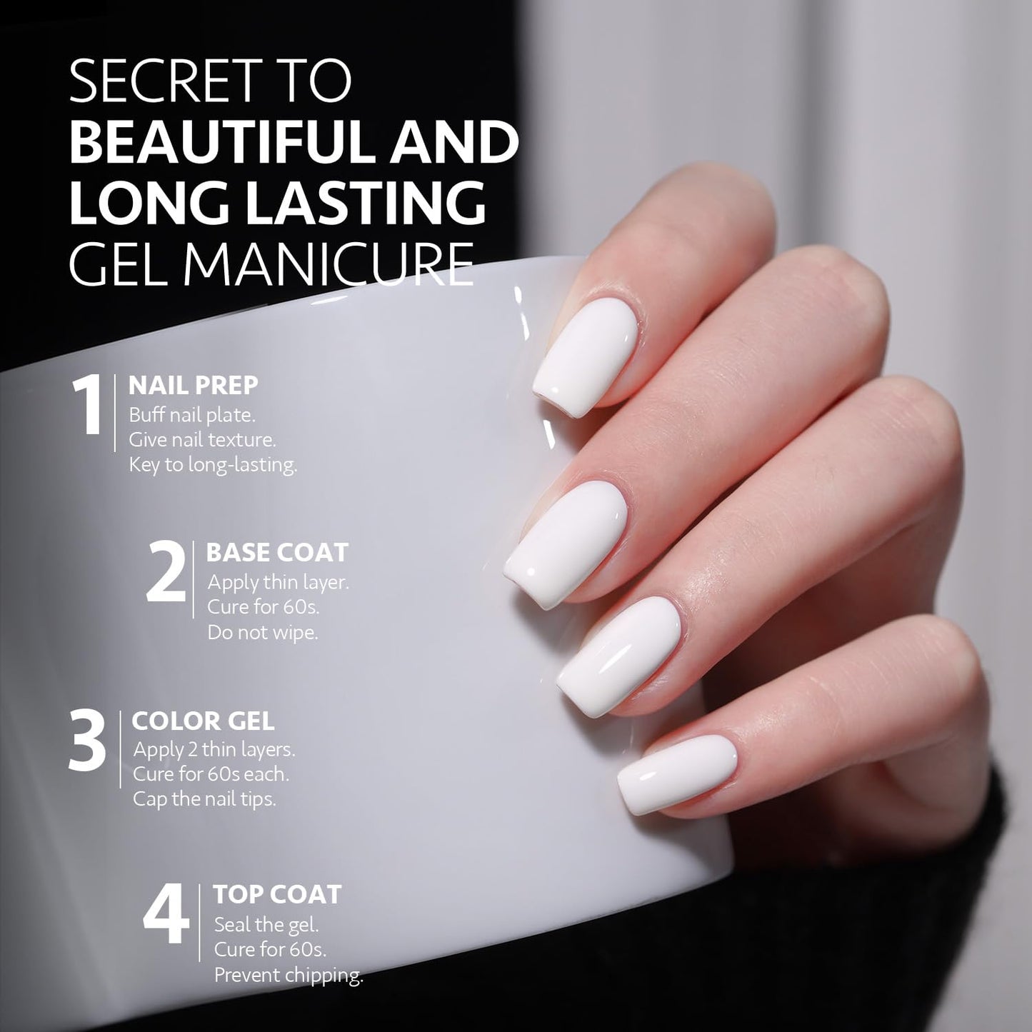 GAOY Gel Nail Polish Kit, 3 Colors 16ml White Red Black, Soak Off UV Gel Polish Set - Elegant Waltz