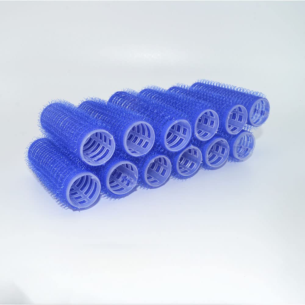 12PCS Plastic Roller Hair Curler for Medium Short Hair, Heatless Roller Hair Curler for Bangs, Create Natural Curly Hairstyle, Blue