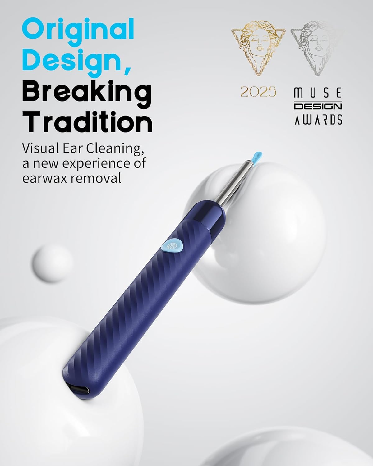 Loyker Ear Wax Removal, Ear Cleaner with Camera with 1080P, Otoscope with Light, Ear Wax Removal Kit with 6 Ear Pick, Ear Camera for iPhone, iPad, Android Phones (Blue)