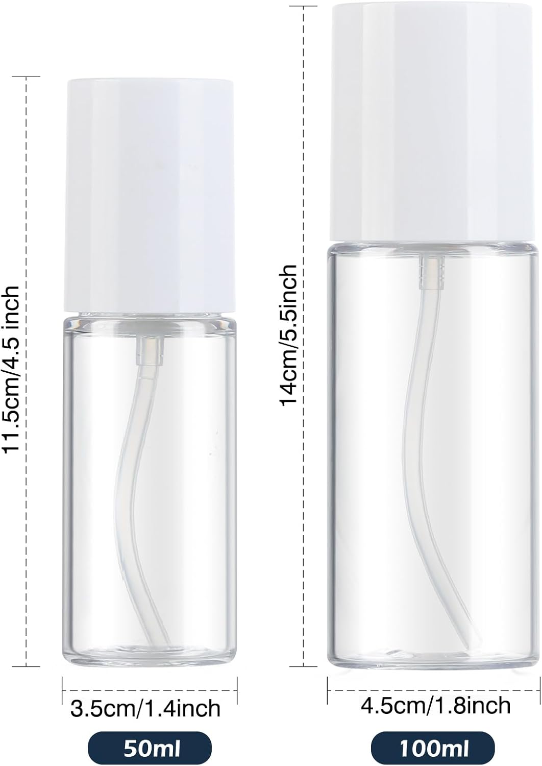 Boenoea Small Pump Bottle 1.7oz/50ml Travel Cosmetic Cream Pump Bottles Empty Pump Dispenser for Shampoo Lotion and Cream 2 Pack Clear