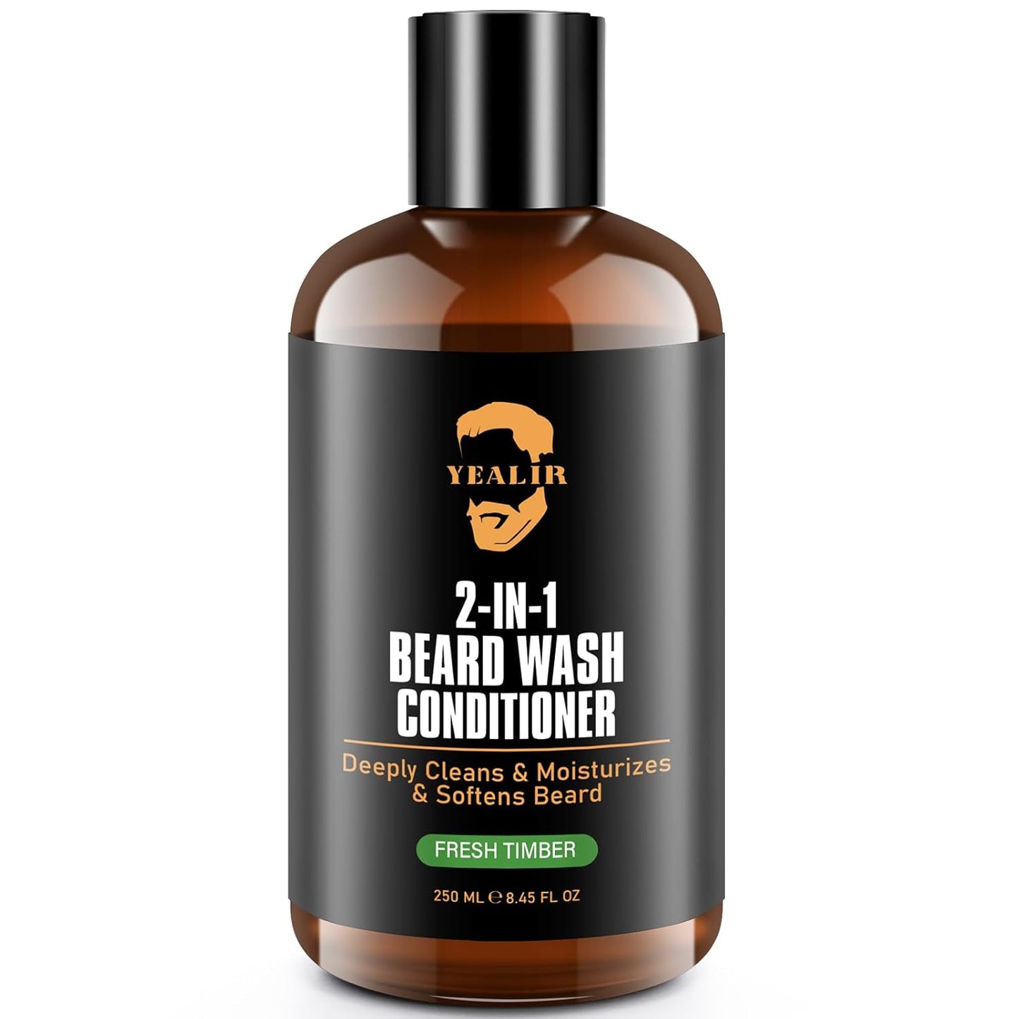 2-in-1 Beard Wash & Conditioner – Softens & Hydrates Dry, Coarse Beards for Effortless Styling – Cleanses & Conditions for Healthier, Fuller Facial Hair – Fresh Timber Scent – 8.45 fl oz