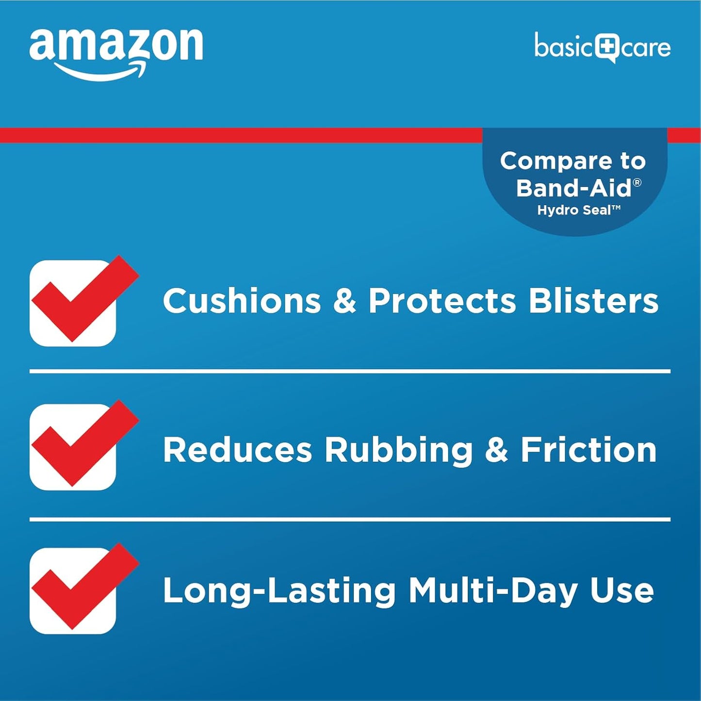 Amazon Basic Care Extreme Hydrocolloid Gel Blister Cushion Bandages, 1.65 in x 2.67 in, 10 ct