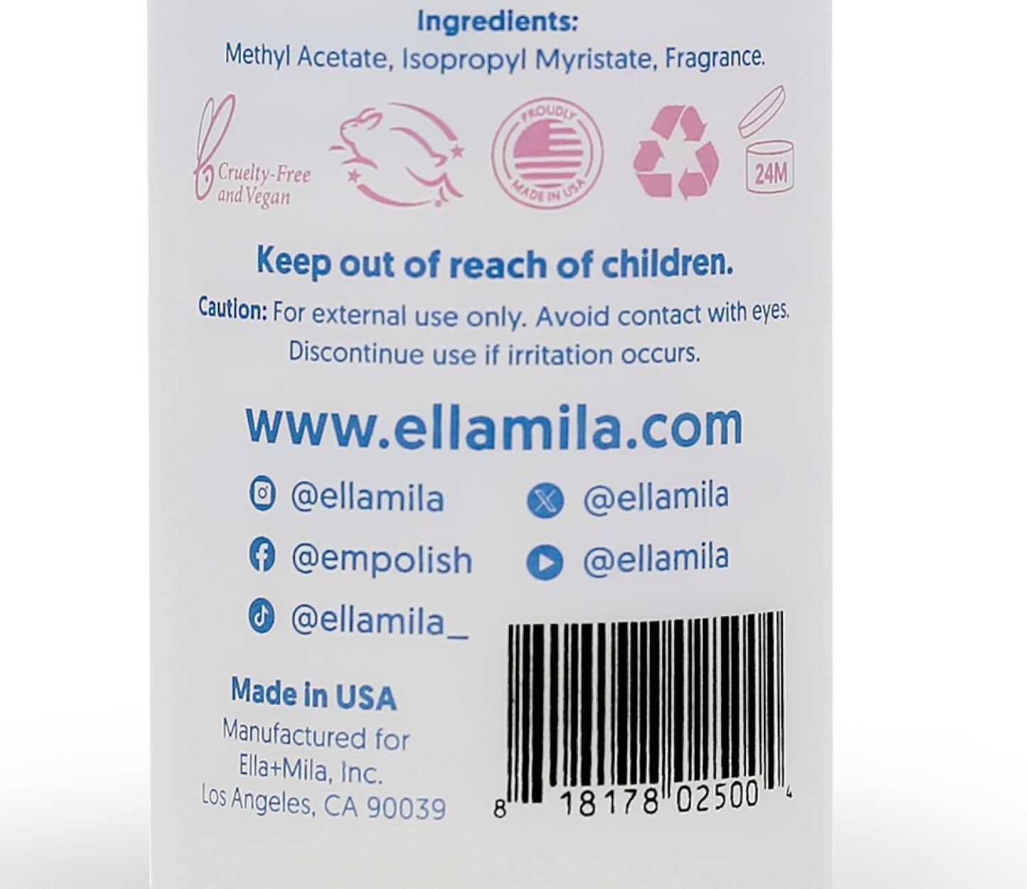 Ella+Mila Non-acetone Nail Polish Remover - Nourishing & Conditioning Acetone Free Nail Polish Remover - Gentle on Nails - 8oz