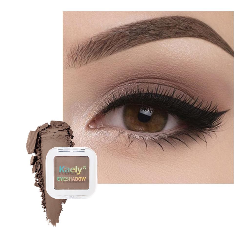 evpct Matte Brown Single Eyeshadow Palette Makeup for Older Women, Nude Cocoa Brown Cream Eye Shadow Palette Makeup Singles for Older Women Matte, High Pigment Waterproof Monochrome Mini Eyeshadow