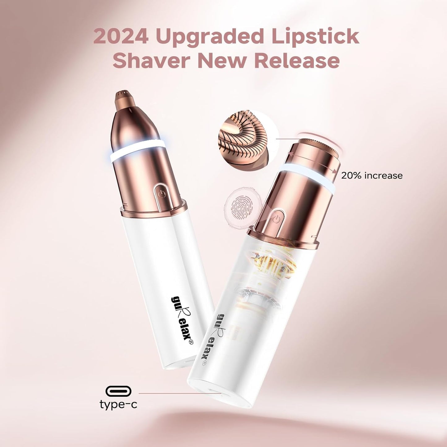 Eyebrow Facial Trimmer: 2 in1 Rechargeable Facial Hair Removal and Eyebrow Shaver - Face Lips Body Painless Facial Razor with Replacement Heads