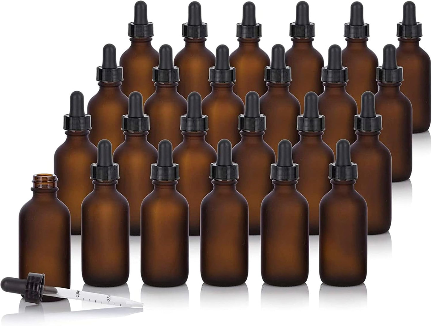 24 Pack Frosted Amber Dropper Bottles, 1oz/30ml Glass Tincture Bottles with Measured Eye Dropper, Leak Proof Travel Bottles for Essential Oils/Chemistry Lab Chemicals/Colognes & Perfumes