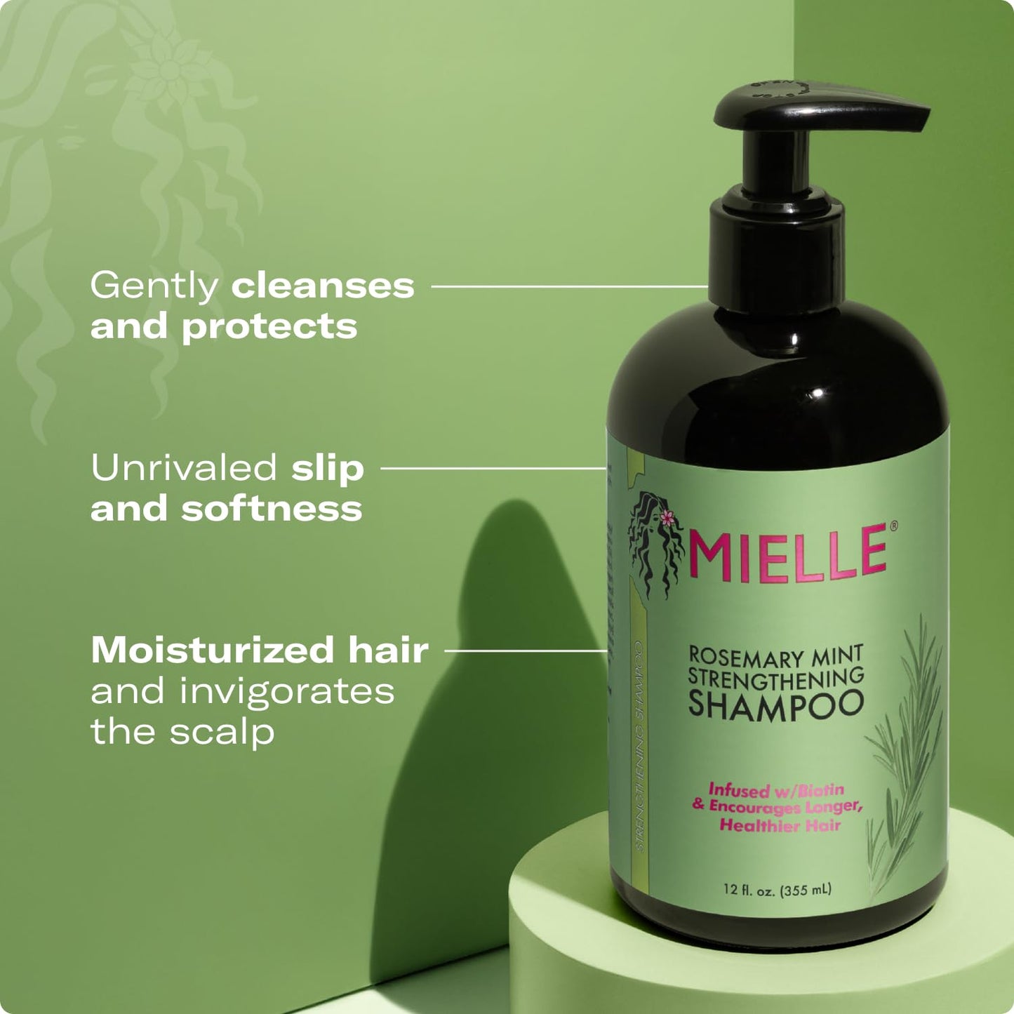 Mielle Organics Rosemary Mint Strengthening Shampoo and Leave-In Conditioner Infused with Biotin, Cleanses and Helps Strengthen Weak and Brittle Hair, 12 Ounces