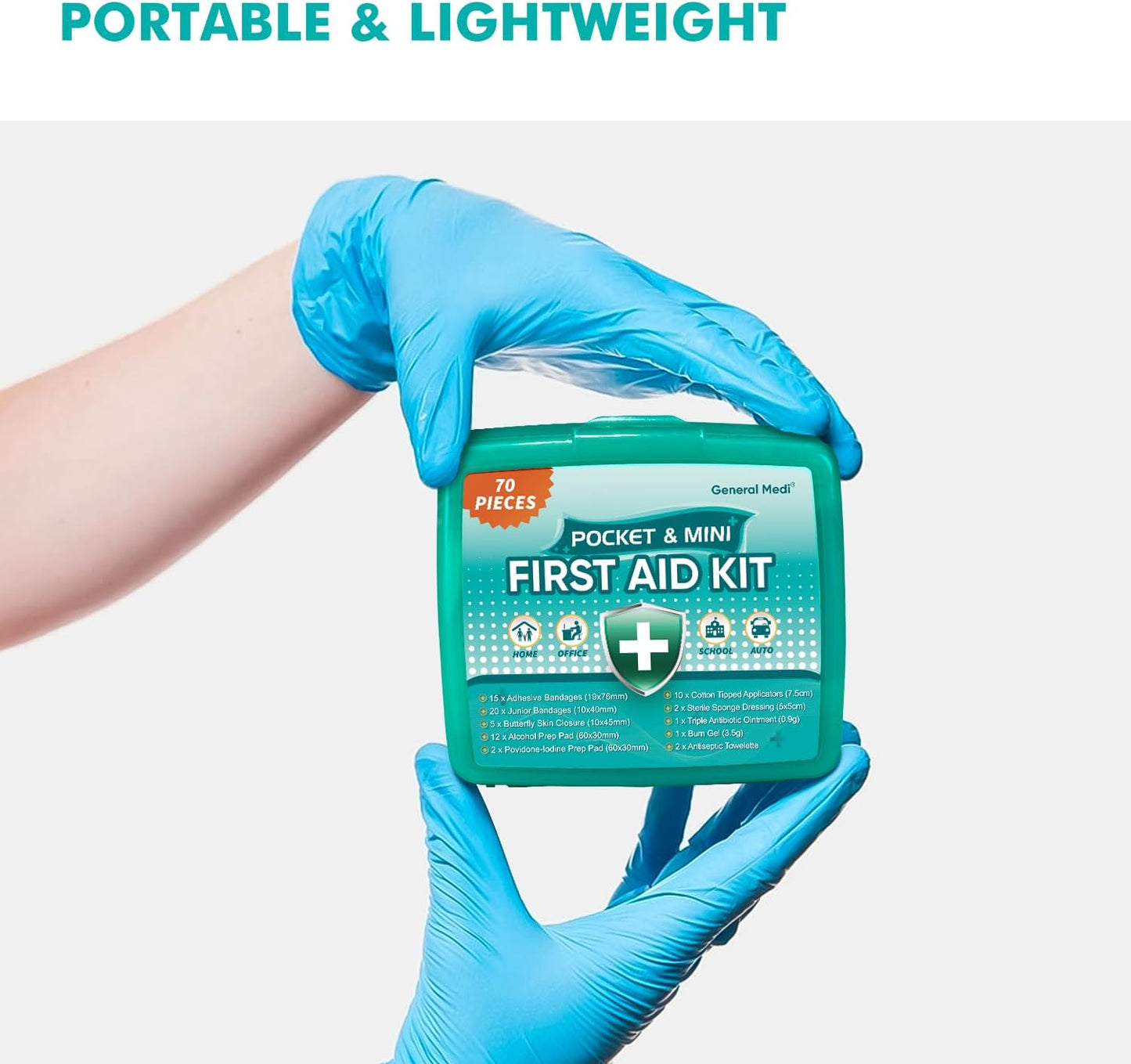 General Medi 420 Piece First Aid Kit, 6 Individual Boxes of 70 Items Each - Contains Premium Medical Supplies for Travel, Home, Office, Vehicle, Camping, Workplace & Outdoor (420 pcs, 6 Pack)