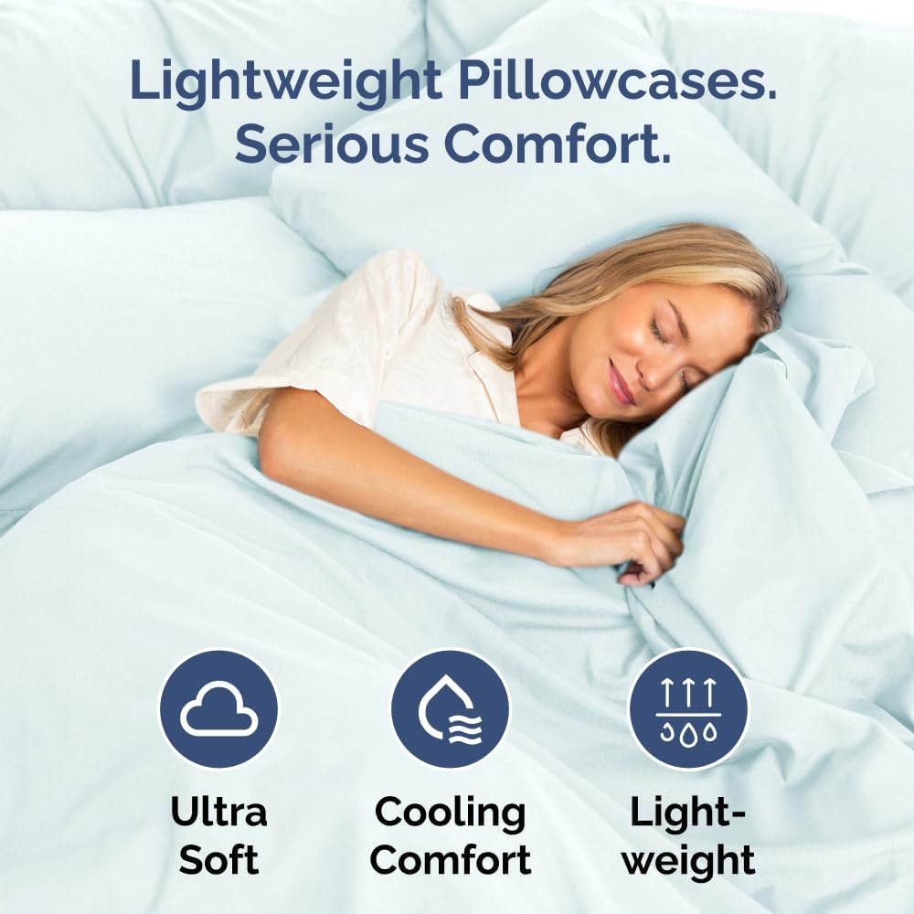 Queen Pillow Cases Set of 6 - Ultra Soft Hotel Quality Pillowcase Covers - Comfy, Cozy & Wrinkle Free - Shrink, Stain and Fade Resistant - Machine Washable Pillow Protectors - 6 Piece Set - Ice Blue