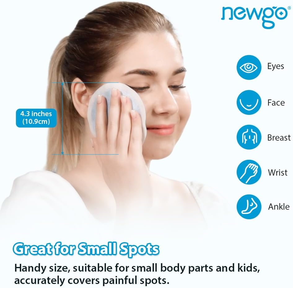 NEWGO Small Ice Packs for Injuries, 14 Pack Round Ice Packs for Face, Hot and Cold Gel Ice Pack Circular Cold Compress with Cloth Backing & Sleeve for Pain Relief, Toothaches, Breast Surgery