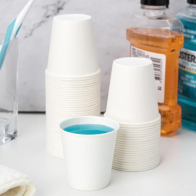 RACETOP 200 Pack 3 oz Disposable Paper Cups 3 oz, Disposable Bathroom Paper Cups, To Go Cup Ideal for Bathroom
