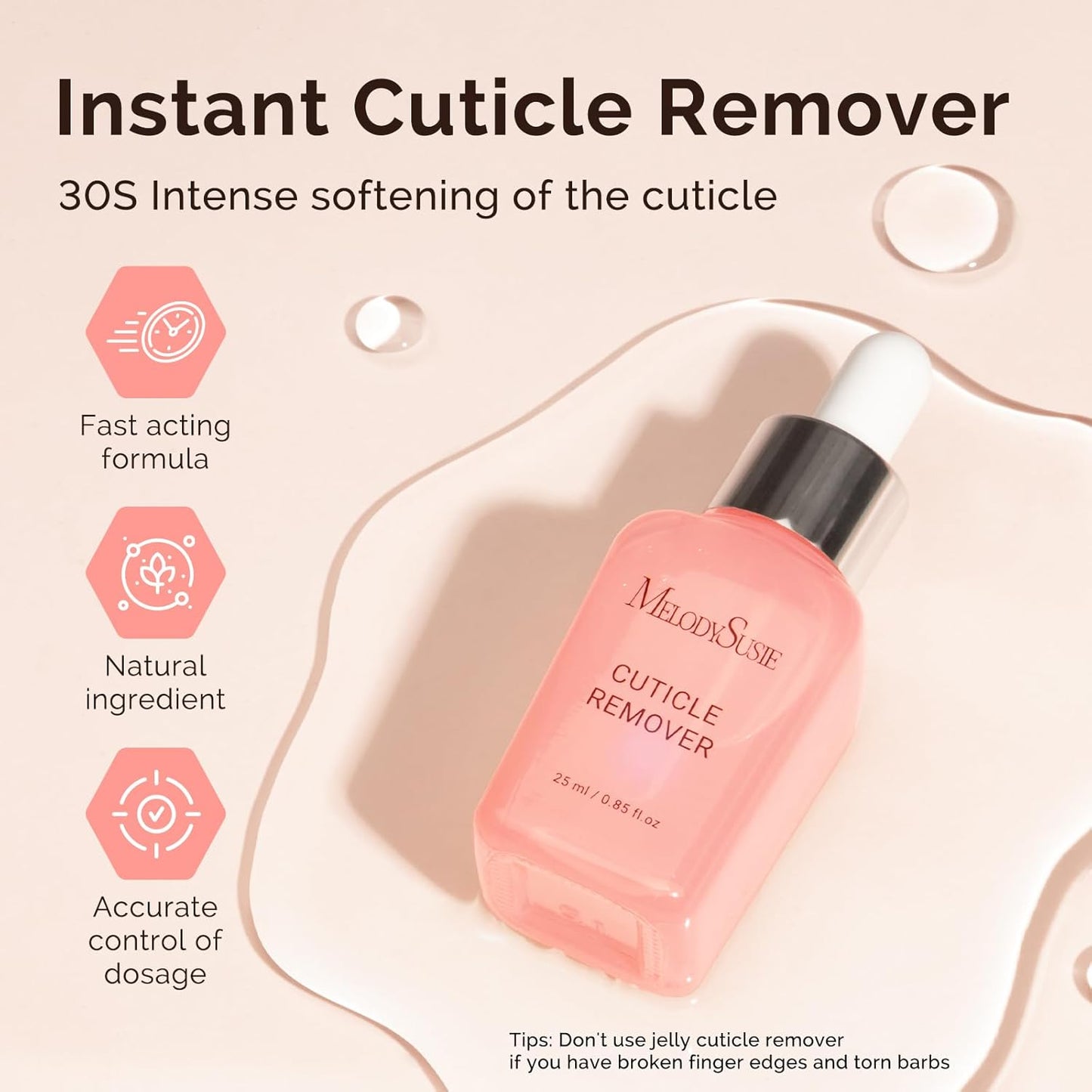 MelodySusie 25ML Cuticle Care Kit - Cuticle Oil and Cuticle Remover, Cuticle Nourishes and Softener, Promotes Nail Growth and Strength for Home and Salon Use 2PCS