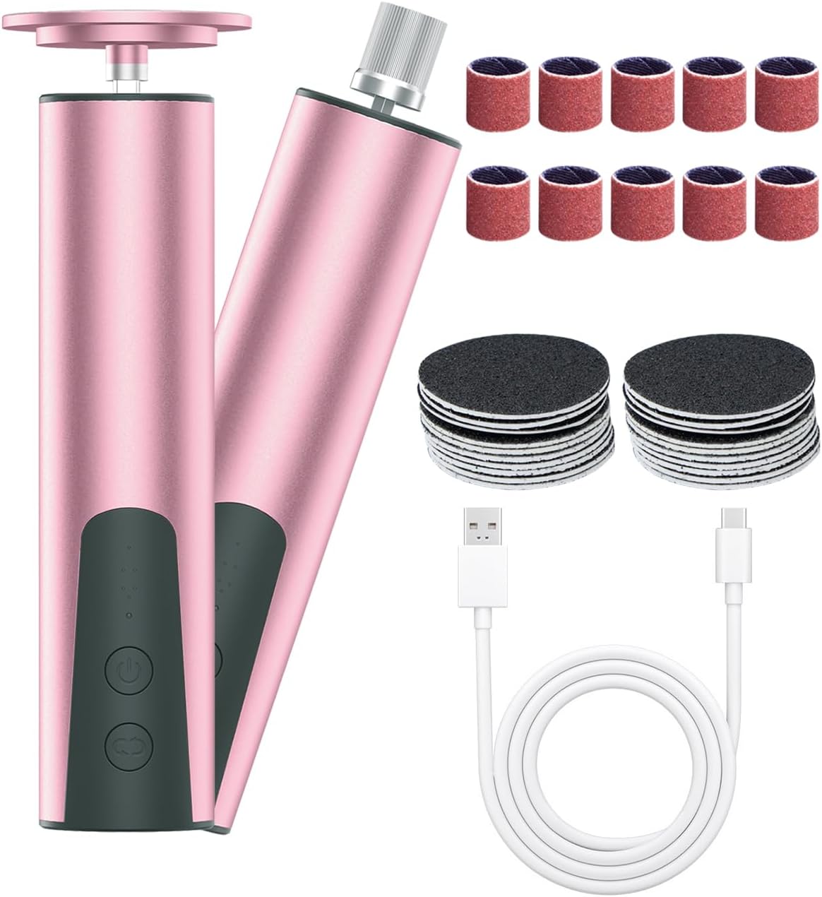 Electric Foot Callus Remover & Nail Drill - 2 in 1 Rechargeable Foot File Grinder Nail Polish Remover - 6 Speed Pedicure Tool Dead Skin Remover for Dry Cracked Feet - Grater Buffer for Feet for Women