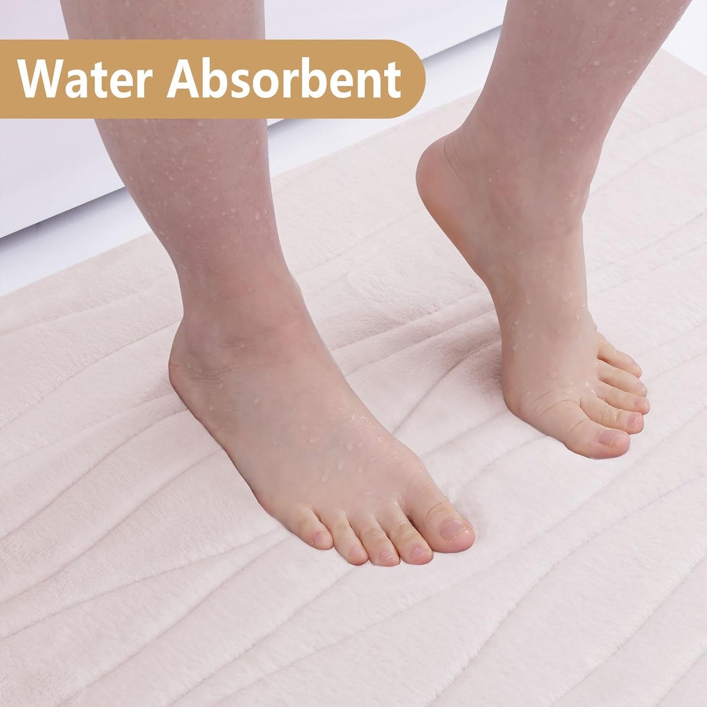 Buganda Memory Foam Bathroom Rug Mat 30x20, Extra Soft and Absorbent Bath Mats, Non-Slip and Machine Washable Bath Rugs for Bathroom Floor,Tub and Shower, Light Pink