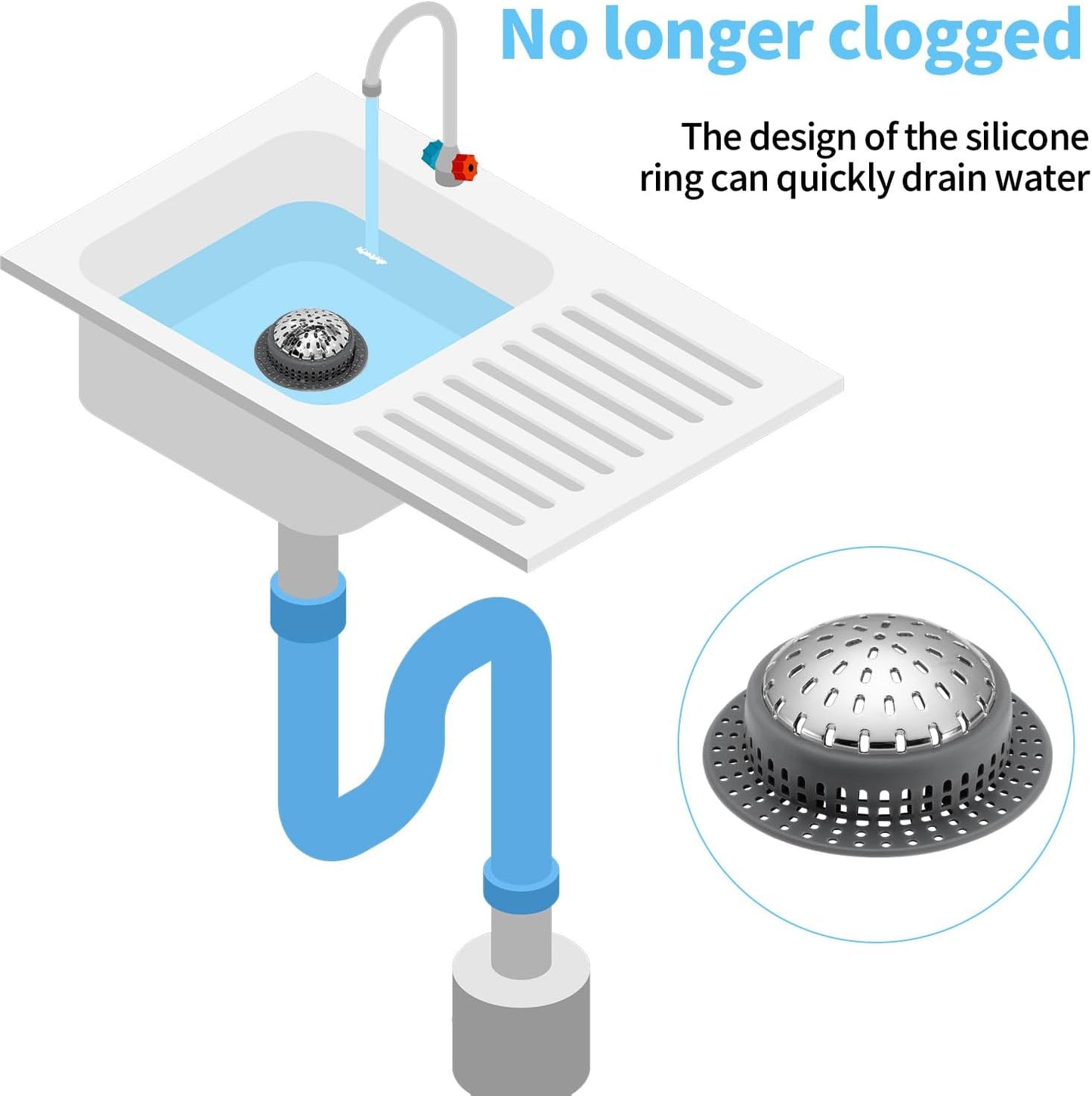 Shower Drain Hair Catcher, Shower Drain Cover, Bathtub Drain Hair Catcher for Pop-Up & Regular Drains