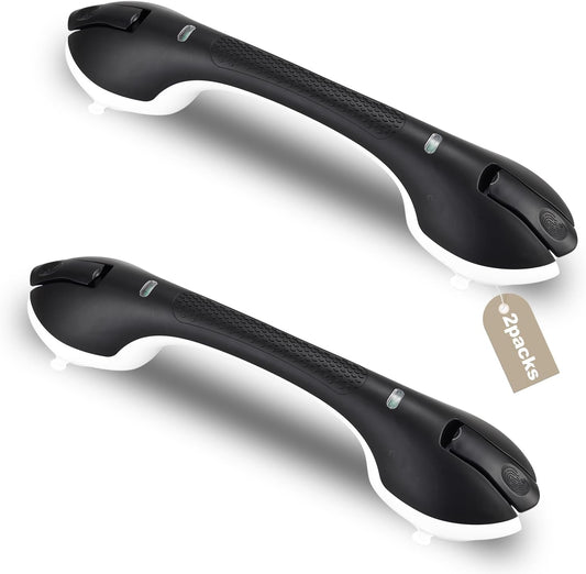 Shower Grab Bar 2 PCS Suction Grab Bars for Bathtubs and Showers, Heavy Duty Shower Handle Removable Shower Handrails for Kids and Elderly, Bathroom Safety Grip Waterproof(Black)
