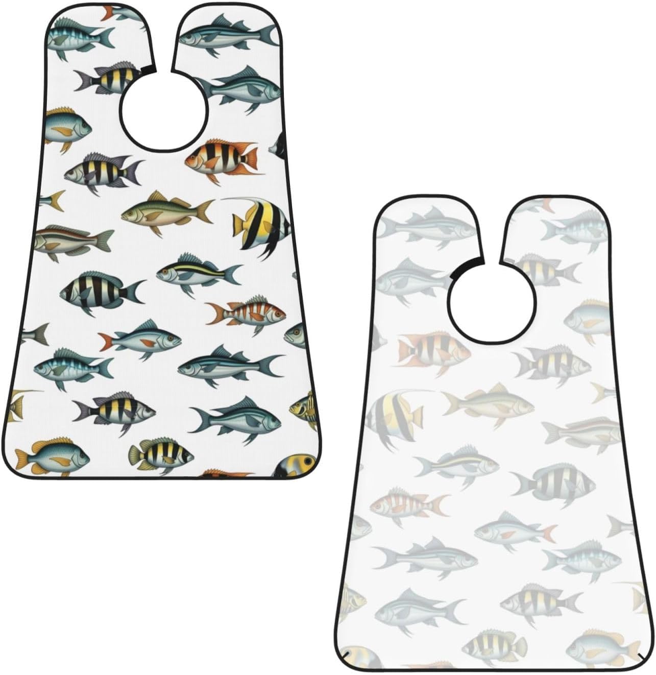 Beard Shaving Cape with Suction Cups, Sea Fish Pattern Shave Bib, Non-Stick Waterproof Hair Catcher, Grooming Bib for Men Husband