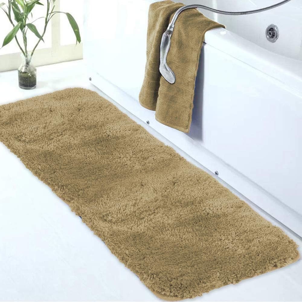 Walensee Large Bathroom Rug (24 x 60, Sand) Extra Soft and Absorbent Shaggy Bath Mat Machine Washable Microfiber Non Slip Luxury Floor Mat