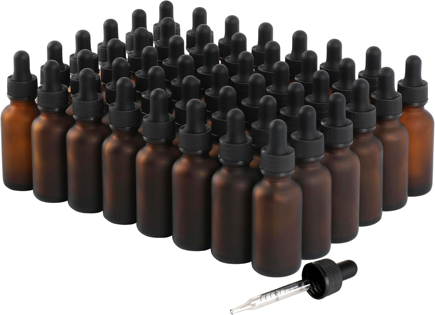 48 Pack,1oz Glass Dropper Bottle, Amber Tincture Bottles with Dropper, Pretty Finish for All Kinds of Liquids,Oil Bottles for Hair- Stronger Suction ideal for Leakproof Travel