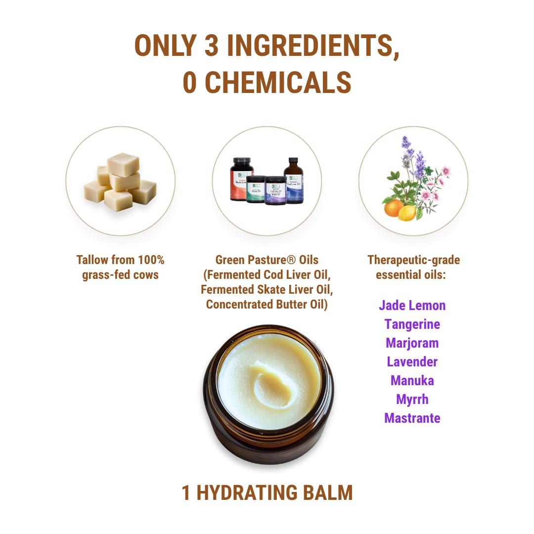 Vintage Tradition Epic Glow Beef Tallow Balm – Glow Boosting Moisturizer with Lavender Oil, Myrrh Oil, Manuka Face Oil, and Fish Oils – Beef Tallow for Skin Care from Head to Toe, 2 fl. oz.