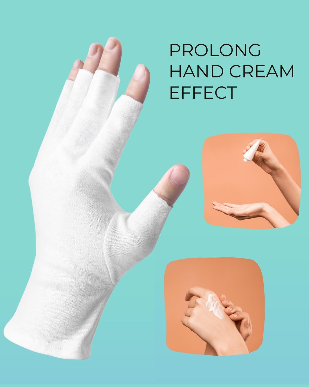 2 Pairs White Cotton Moisturizing Gloves – Fingerless Design with 5 Open Fingertips per Glove – 100% Cotton – Touchscreen-Friendly Night Gloves for Dry Hands