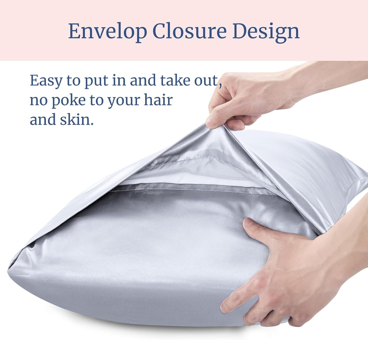 BEDELITE Satin Pillowcase for Hair and Skin, Super Soft Similar to Silk Pillow Cases 4 Pack with Envelope Closure, Cooling Pillowcases for Women Men (20"x36" King Size, Evening Haze)