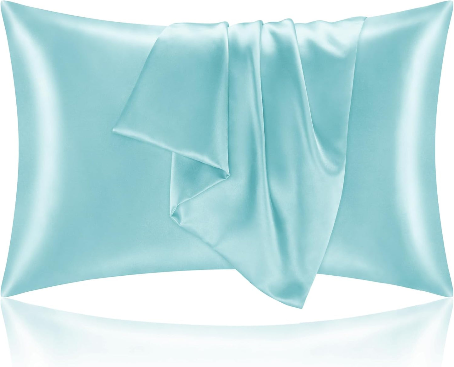 BEDELITE Satin Pillowcase for Hair and Skin, Super Soft and Cooling Similar to Silk Pillow Cases 2 Pack with Envelope Closure, Gift for Women Men(20"x30" Queen Size, Blue)