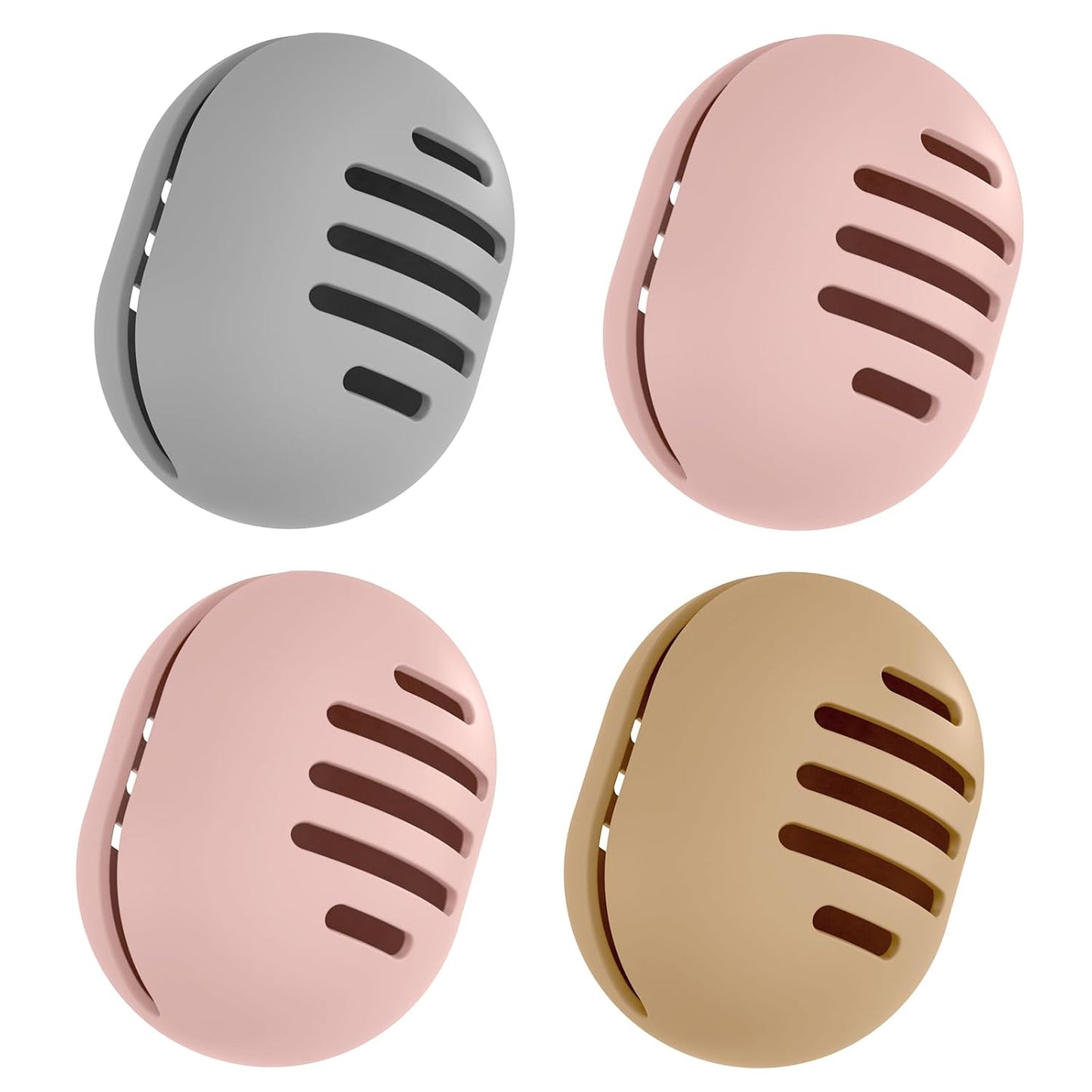 4 Pcs Beauty Blender Holder | Double-sided Breathable Silicone Make-up Sponge Holder Case for Travel or Daily,Shatterproof Beauty Blender Sponge Storage Easy to Clean,Grey+Khaki+Pink+Pink