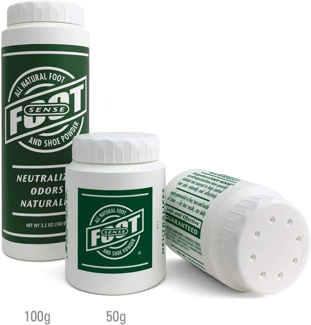 FOOT SENSE All Natural Foot & Shoe Powder, Foot Deodorant, Talc-Free, Odor Eliminator, Disinfects & Deodorizes, Long-Lasting up to 6 Months Safe for Men, Women, Kids, Athletes, 50g (2 Pack)