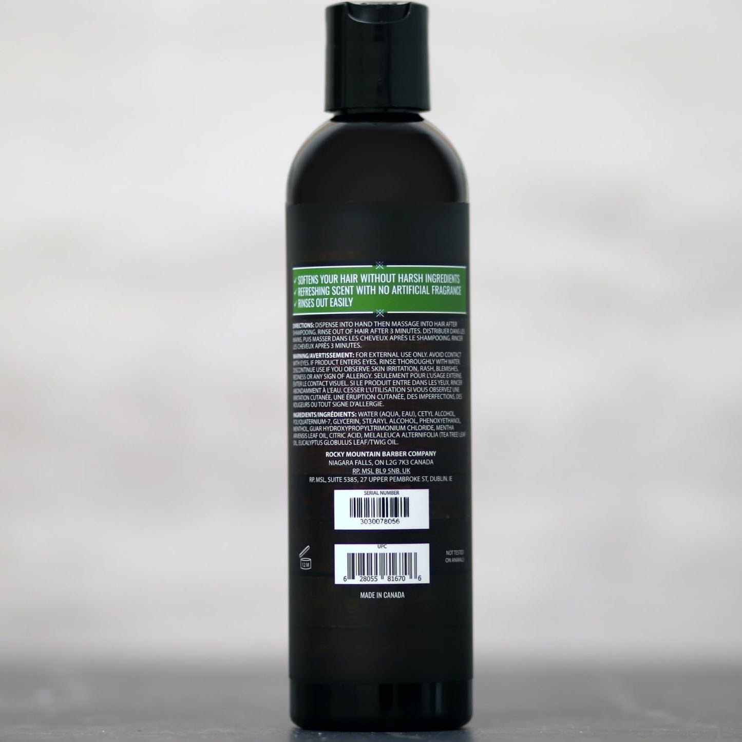 Rocky Mountain Barber Company Men's Conditioner - Tea Tree Oil, Peppermint & Eucalyptus for All Hair Types - 8oz