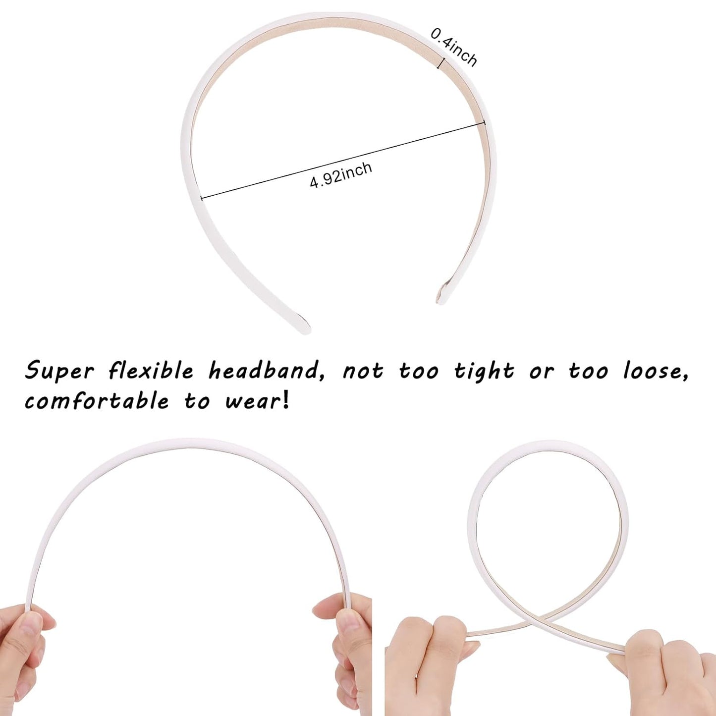 Wecoe White Satin Headbands, 10pcs Non Slip Fashion Hair Bands for Women & Girls' Hair - Holiday & DIY Costume Accessories