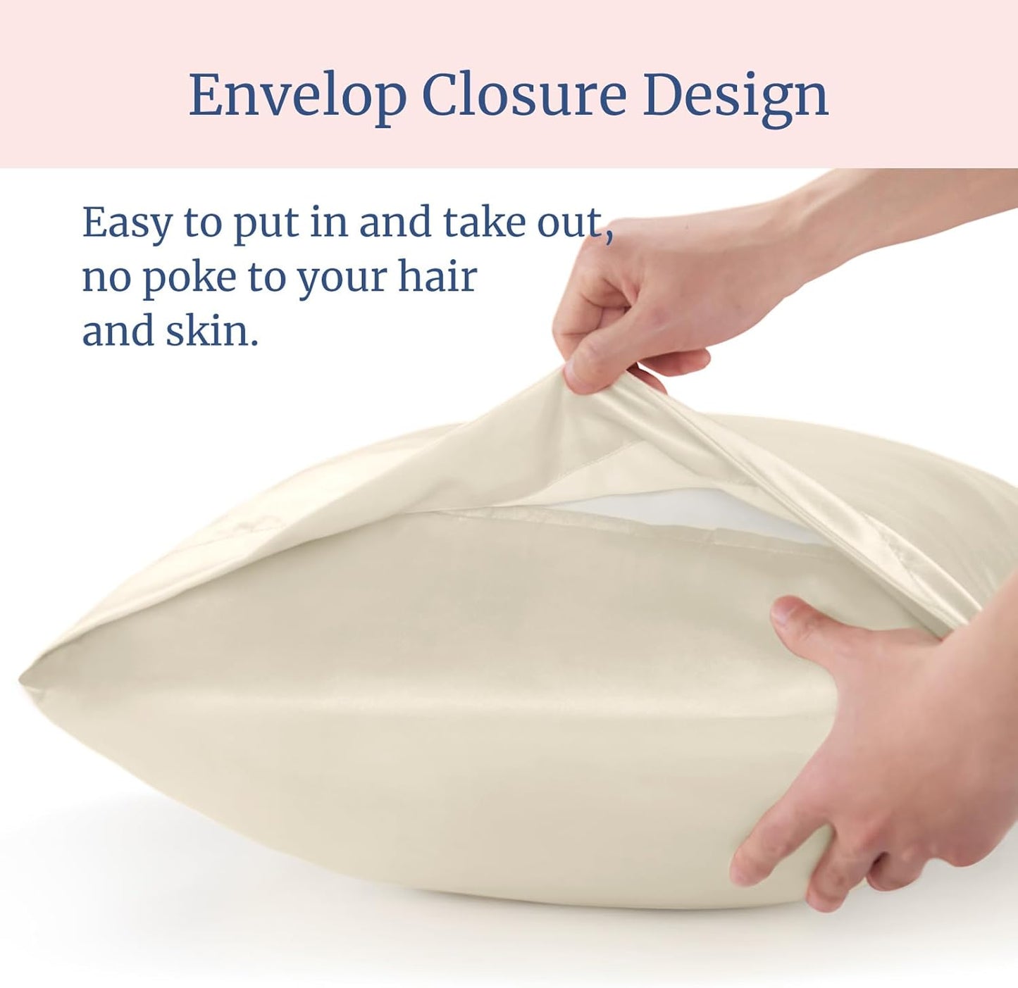 BEDELITE Satin Pillowcase for Hair and Skin, Super Soft Similar to Silk Pillow Cases 4 Pack with Envelope Closure, Cooling Pillowcases for Women Men (20"x40" King Size, Beige)